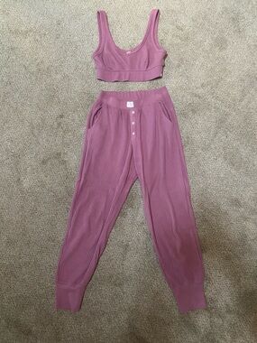 Old Navy Mauve Ribbed Lounge Crop Top & Jogger Set
